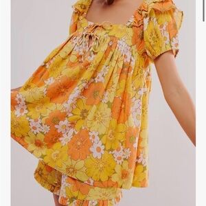 Floral Yellow and Orange Women's Casual Matching Set